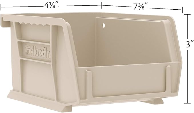 Akro-Mils 30220 AkroBins Plastic Storage Bins, Space-Saving Stackable Bins for Garage, Pantry, Craft Organization, 7" x 4" x 3", Yellow, 24-Pack