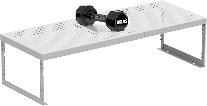 Stackable Expandable Metal Shelf Organizer - Adjustable Wire Storage Rack with Holes for Kitchen, Bathroom, Cabinet, Office - Space Saving, Durable & Sturdy Design（2PACKS/Medium/White