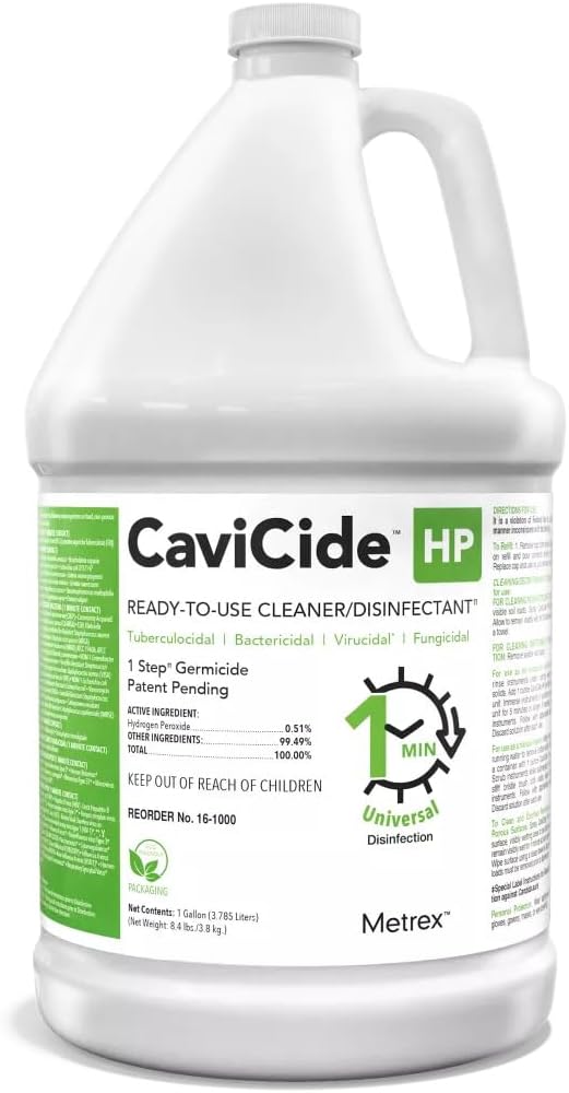 Metrex CaviCide HP Hydrogen Peroxide Disinfectant Cleaner – Kills Norovirus, MRSA, TB & Flu in 1 Minute – EPA-Registered Hospital-Grade for Medical, Dental & Vet – 1 Gallon, 1 Count