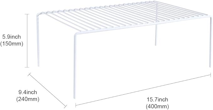 Redrubbit Large (15.7 x 9. 4 Inch) Cabinet Storage Shelf Rack, Rustproof Kitchen Counter and Cabinet Shelf, Storage Rack Organizer for Kitchen, Fridge, Cabinet, Bathroom, Set of 2