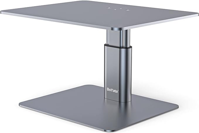 BoYata Monitor Stand, Adjustable Height Metal Desktop Riser, Space Gray | Height-adjustable metal riser with open storage space underneath for monitors, laptops, iMacs, PCs and TVs