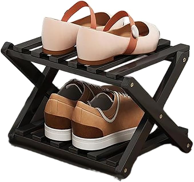 YYW Bamboo Shoe Rack, Foldable Vertical Free Standing Shoe Storage Shelf | Foldable Design, Free Standing for Entryway or Living room, Vertical Shoe Organizer, Space Saving Closet Shelf