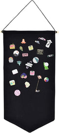 Winmany Wall Hanging Brooch Jewelry Storage Case Canvas Display Stand Enamel Pin Display Banner Holder Earrings Necklace Glitter Pin Collection Organizer (Black)