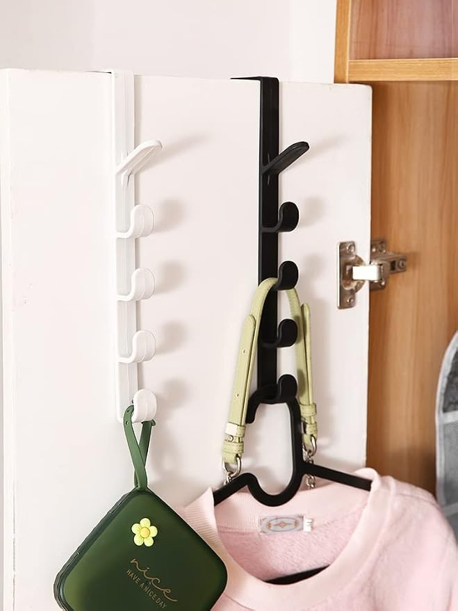 2Pcs Over The Door Hat Rack, 5 Layer Hanging Organizer Hooks for Closet | ABS door hanger rack for hats, bags, coats and towels, ideal for bedroom, bathroom and space saving storage