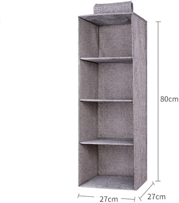 Tinyuet Hanging Closet Organizer, 4-Shelf Collapsible Hanging Closet Shelves, Hanging Organizer for Closet & RV, 31.5" H X 10.6" W X 10.6" D - Gray