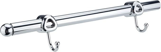 Valet Rod for Closet Pull Out with Hooks, Easy To Install (Chrome, 14 Inch)