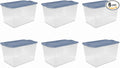 66 Quart Clear Plastic Storage Container with Latch Lid, Blue, 6 Pack | Clear Base & Lid, Secure Blue Latches, Recessed Stacking, 66Qt Capacity, BPA-Free Plastic