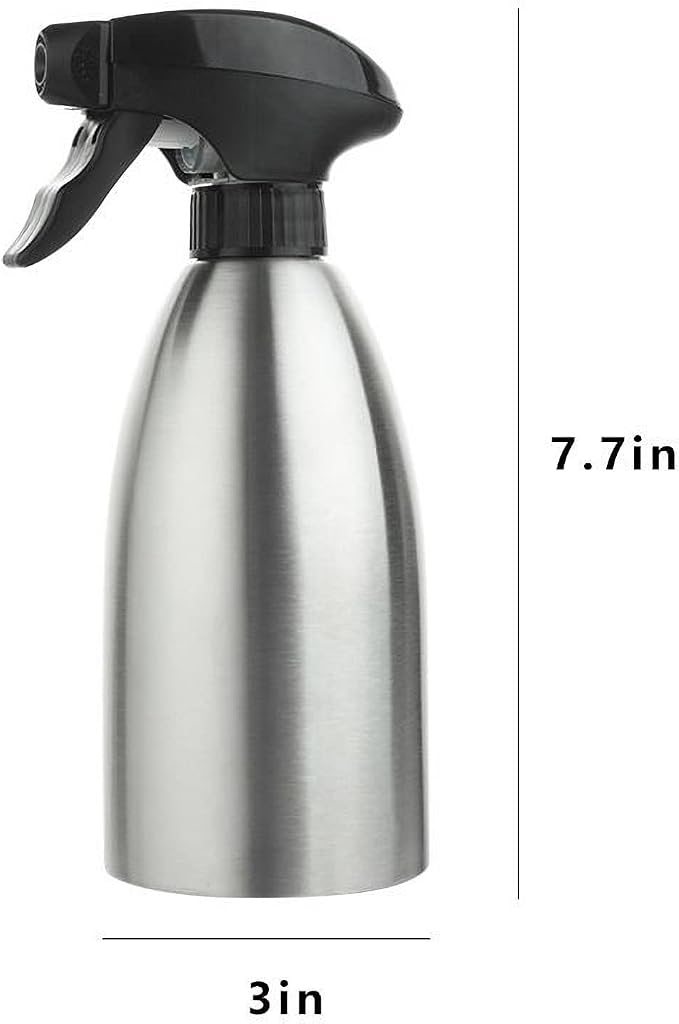 BIGWE Stainless Steel Olive Oil Sprayer Bottle, 17 Oz/500ml Sauce Vinegar Sprayer Dispenser, Water Sprayer Bottle,Kitchenware Tools for Cooking, Frying, BBQ and Grilling