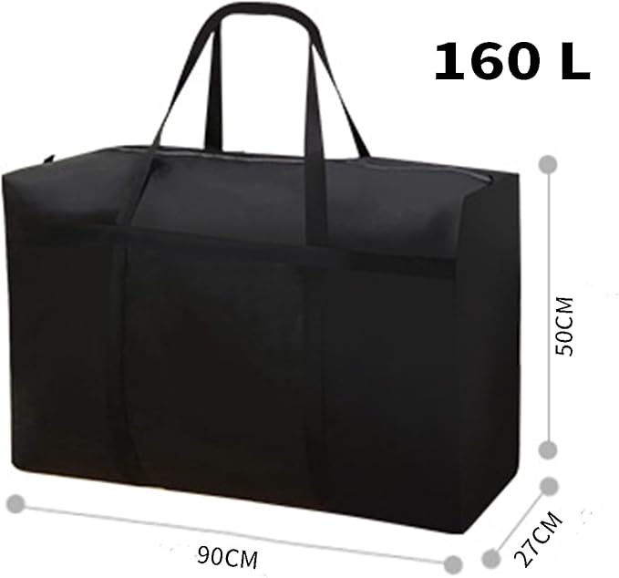 College Packing Bags Black Moving Heavy Duty 150L Waterproof Reusable Dorm Jumbo Comforter Oxford Cloth Size Storage Bags (2 Pack)