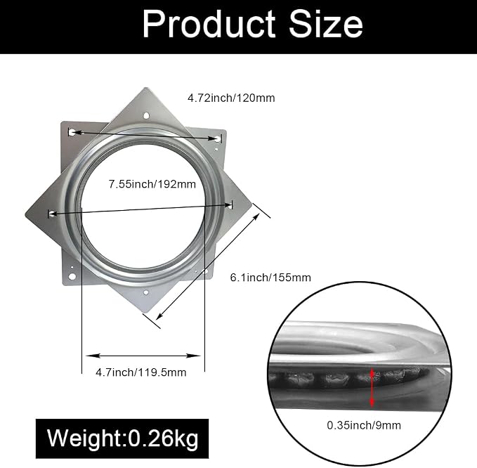 6" Lazy Susan Turntable, 500-lb Heavy Duty Steel Ball Bearing Rotating Tray Swivel Plate Cabinet Low Profile for Dining Table, Stool Chair, Pantry, Organizer (Silvery)