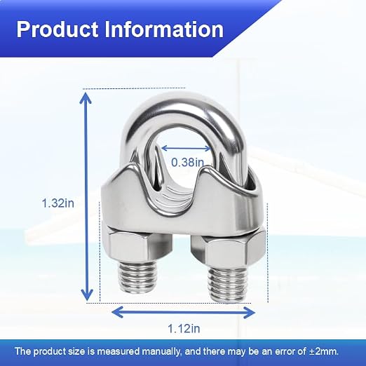 30 Pcs 5/16 inch Stainless Steel Wire Rope Cable Clamp Clips,Wire Rope Clamp for Various Commercial, Industrial, and Residential Projects (M8, 30)