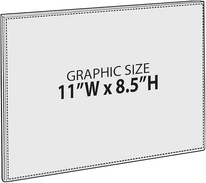 Azar Displays 122022 Self Adhesive Clear Acrylic Wall Sign Holder Frame 11" W x 8.5" H- Landscape/Horizontal, 10-Pack