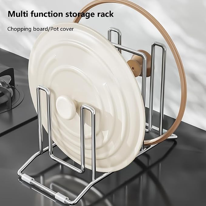 Cutting Board Holder Stainless Steel Wire Chopping Board Stand Cutting Board Storage Rack Organizer with 4 Slots for Kitchen Countertop (4 Slots)