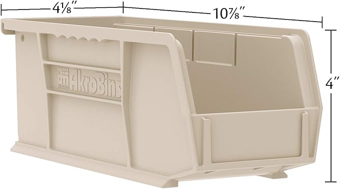 Akro-Mils 30224 AkroBins Plastic Storage Bins, Space-Saving Stackable Bins for Garage, Pantry, Craft Organization, 11" L x 4" W x 4" H, Red, 12-Pack