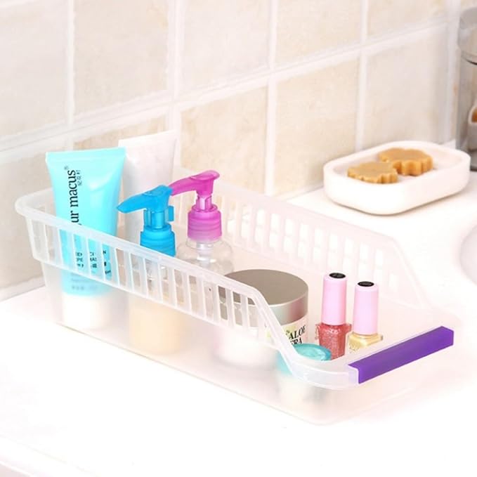 Plastic Storage Box for Refrigerator and Kitchen Organizer Bin with Ventilation, Sturdy Long-term Use, for Sauce Bottles and Drinks Storage in Fridge Drawer Random Color