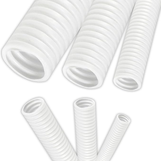 Electriduct 1.5" Polypropylene Non-Slit Wire Loom Corrugated Flexible Conduit - 25 Feet - White