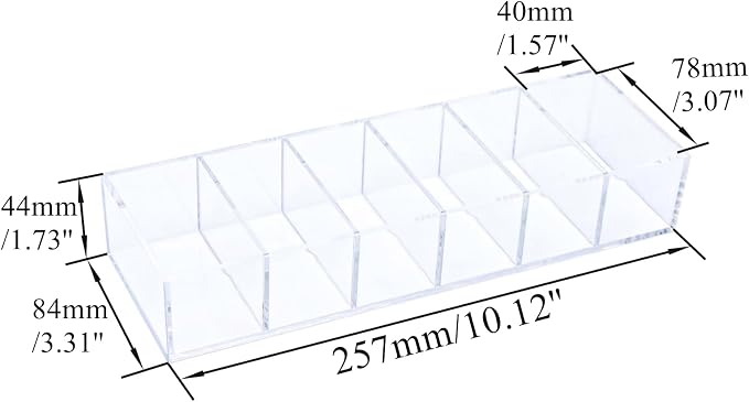 MEI YI TIAN Clear PS Stationery Organizer Small Pen Holder Detachable Storage Boxes 6 Compartments Case Compact Makeup Organizer for Desk Drawer