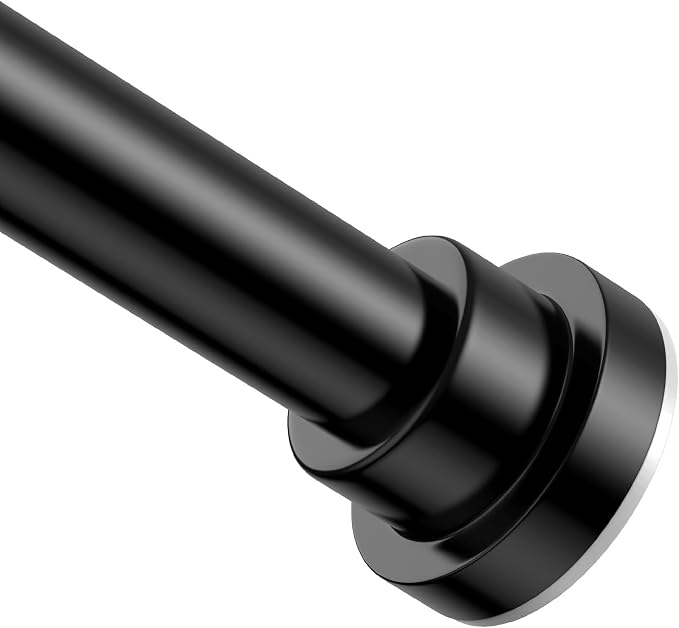 Shower Curtain Rod 31-49 Inch,7/8"Diameter Adjustable Spring Tension Curtain Rods No Drill,Matte Black Shower Tension Rod for Bathroom,Room Divider,Window,Anti-Rust Non-Slip 1-Pack