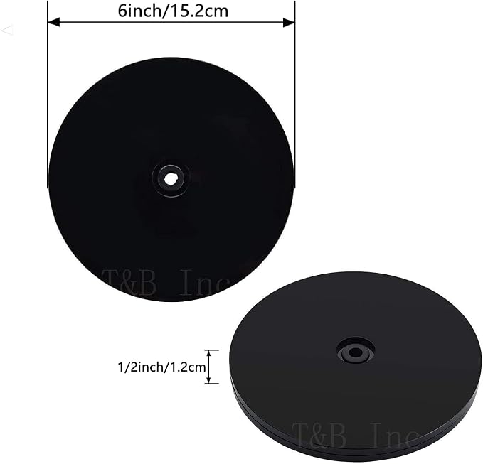 TamBee 6 inch Lazy Susan Turntable Organizer, 360° Rotation Display Base, Acrylic for Spice Rack, Cake, TV, Laptop, Crafts, Kitchen, Cabinet, Pantry Decorating, Black
