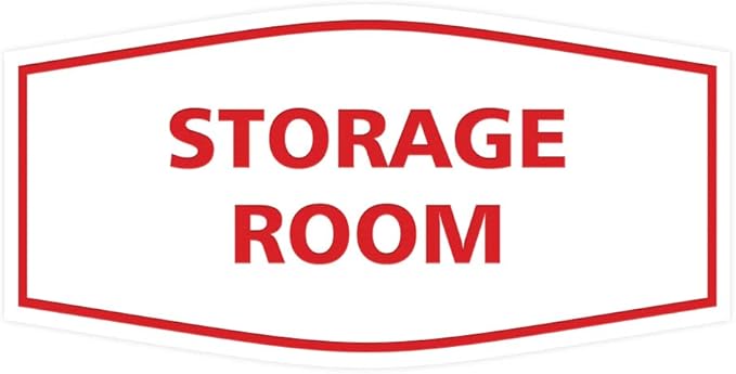 Signs ByLITA Fancy Storage Room Sign (White/Red) - Small 2 Pack
