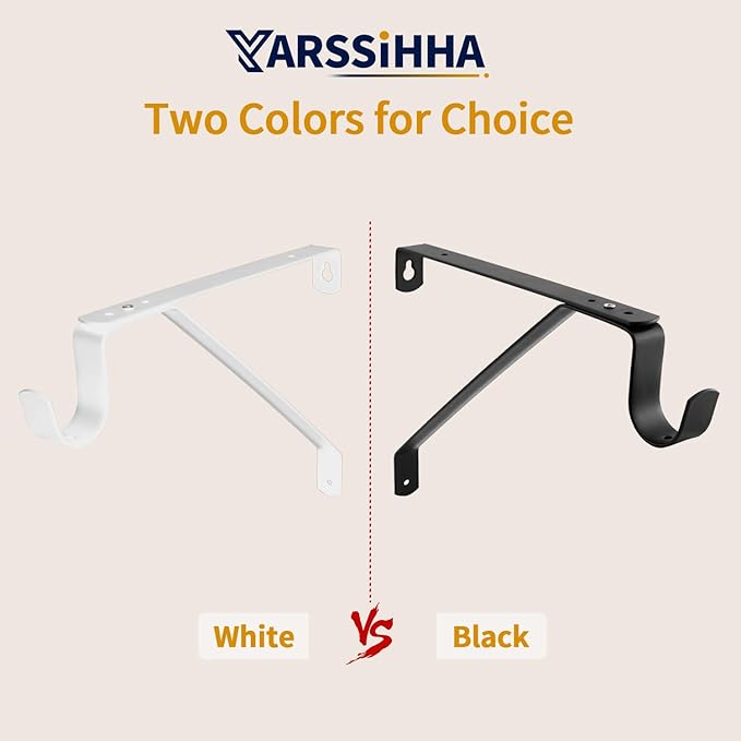 Yarssihha 6 Pack Adjustable Closet Rod Bracket, Wall Mounted Closet Shelf Bracket, Black Closet Rod Support Bracket with Screws
