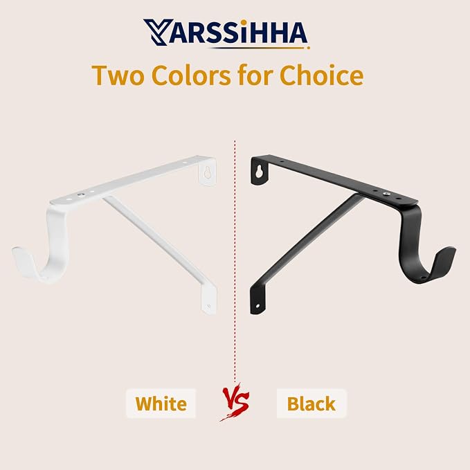 Yarssihha 6 Pack Adjustable Closet Rod Bracket, Wall Mounted Closet Shelf Bracket, White Closet Rod Support Bracket with Screws
