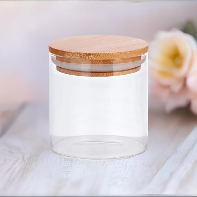 JUVITUS (12 Pack) 10 oz Clear Glass Jar with Bamboo Silicone Sealed Lid