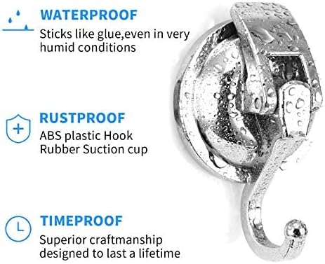 Wreath Hanger, 6 Pack, Silver-Plated Polished Suction Hooks for Window Glass Kitchen Bathroom, Reusable Without Punching for Towel Loofah Robe Coat Wreath Decor, ABS Plastic
