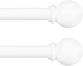 Kenney Chelsea Ball End Window Curtain Rod, Adjustable Curtain Rod for Windows 28 to 48 Inches, Extendable Curtain Rod Set, White Curtain Rod, Curtain Rods 2 Pack