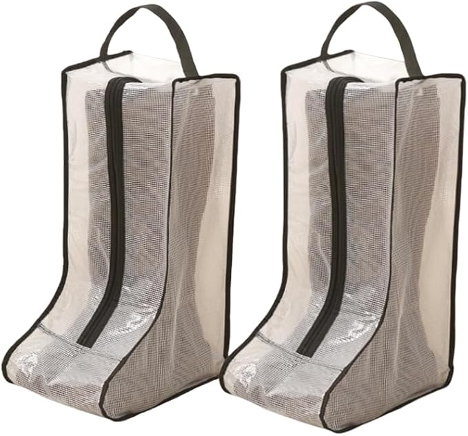 2 Set Black Edge Shoe Storage,Portable Tall Boots Storage&Protector Bag | Protector Bag,Shoe Dust Bags,Shoe Sleeves for Travel,Clear Boots Cover,Shoes Packing Organizers for Adult Sneakers