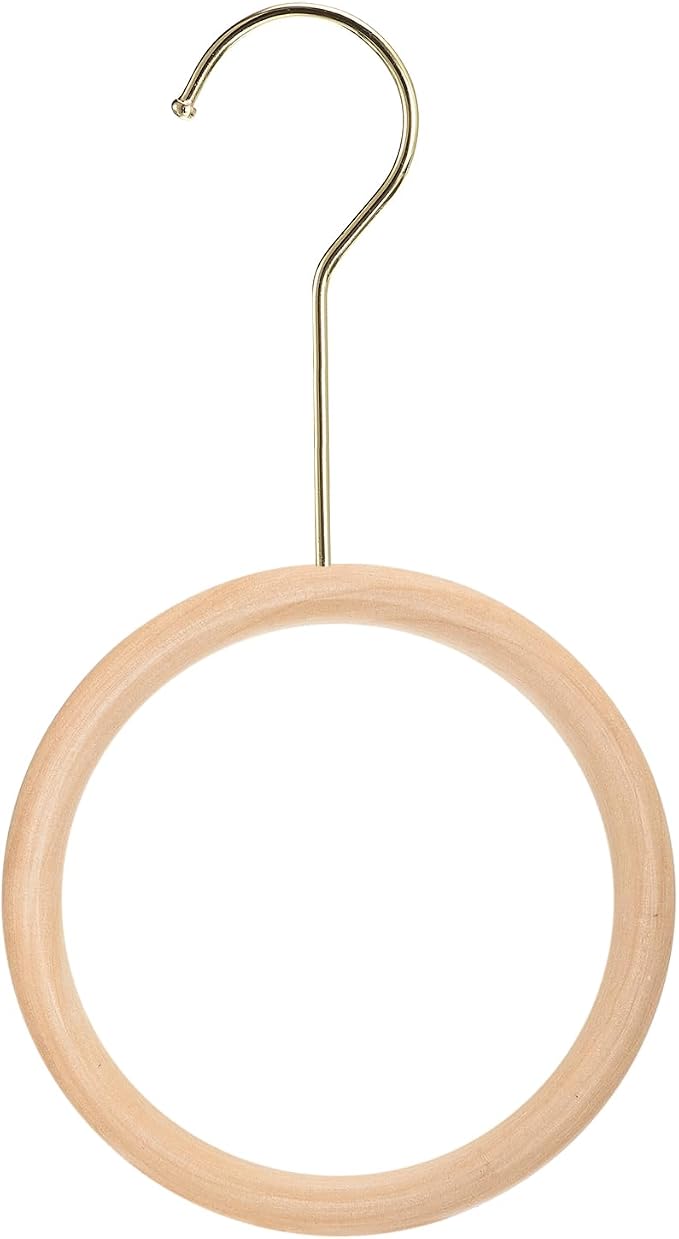 uxcell 4.65 Inch Scarf Ring Hanger, Scarf Organizer Holder Wooden Circle Rings Hanging Hook for Belt Tie Scarf, 11.8cm Length Hook (Gold)