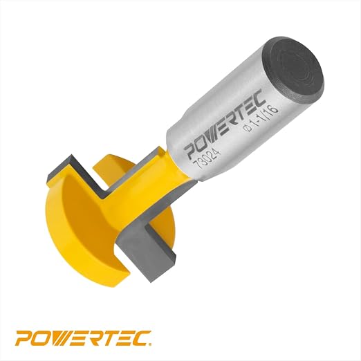 POWERTEC T Track Router Bit, Tungsten Carbide Tipped Router Bit, 1/2" Shank, 1-1/16" Dia., Slatwall, T Slot for Picture Frames, Plaque and Woodworking Projects, 2PK (73024-P2)
