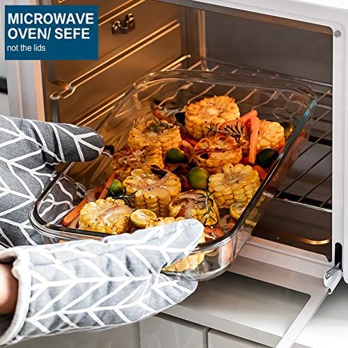 8-Piece Glass Baking Dish Set with Plastic lids,Rectangular Glass Bakeware Set with Lids, Baking Pans for Lasagna, Leftovers, Cooking, Kitchen, Freezer-to-Oven and Dishwasher, Navy Blue