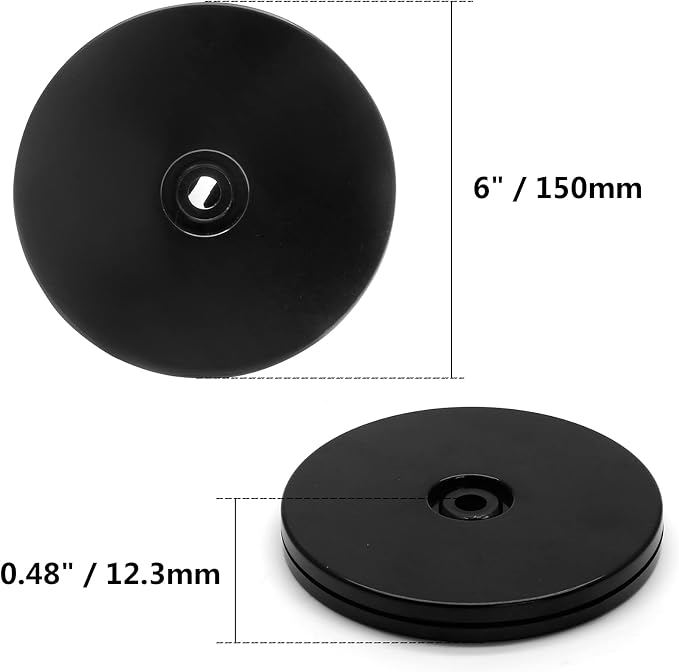 Jersvims 6 Inch Acrylic Turntable Platter, Black, 2Pcs | Round Rotating Plate, For Kitchen Pantry Cabinet Desk Rack, Turntable Organizer, Spice Cake Cookie Decorating