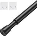 Tension Curtain Rod 26-39 Inch No Drilling Spring Loaded Curtain Rods Adjustable Extendable Tension Rods for Window Closet Bookshelf Kitchen Bathroom, Black