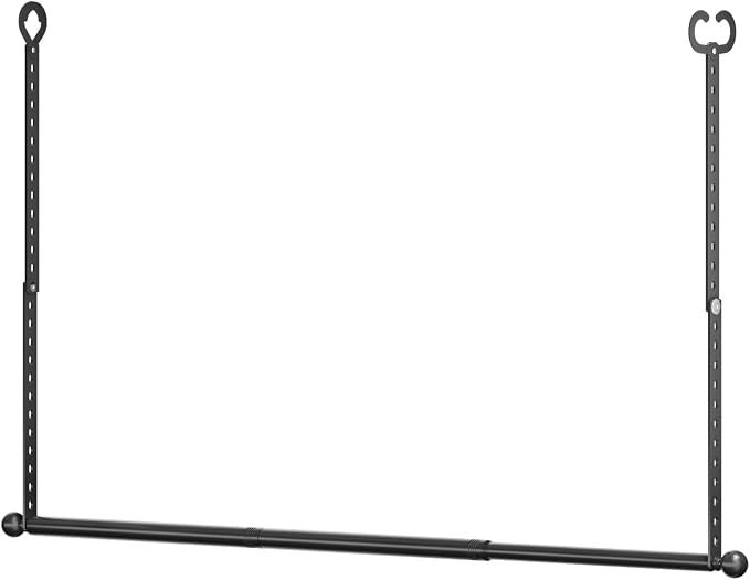 SUTINE Closet Rods for Hanging Clothes, Adjustable Closet Extender Hanging Rod, Space-Saving Closet Rod Extender Clothes Hanging Bar, Closet Poles for Hanging Clothes Organizer (Black, 31.5-47.2 IN)
