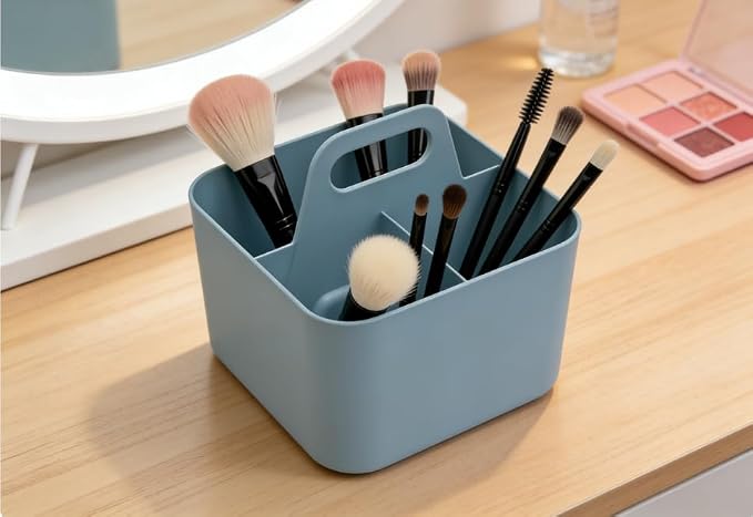 Stackable Portable Handheld Organiser,Multi-Purpose Desktop Divider Organiser Basket For Crafts Or School Supplies Desk,Office,Stationery Pencil Holder,Dorm Room (Small Size-Blue)