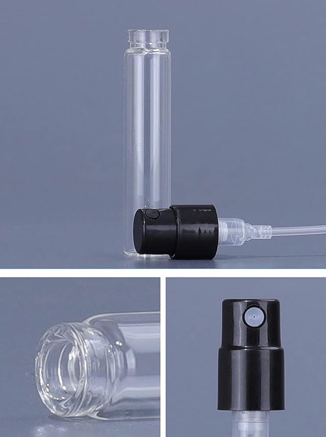 Mini Perfume Travel Refillable Bottle Cologne Sample Pocket Small Empty Glass Spray Bottles Travel Size Perfume Atomizer Bottle Clear 2.5ML (50 Pack)
