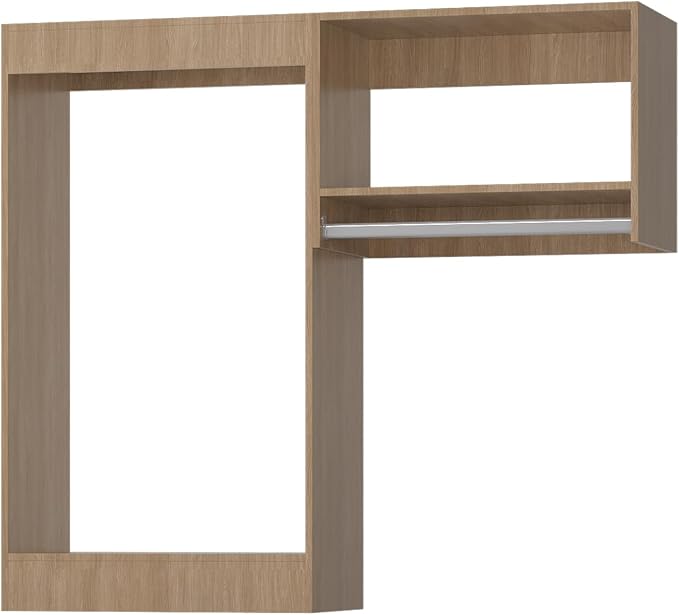 ROOMTEC Modular Closet System, 52" Wall-Mounted Closet Organizer with Hanging Rods, Wooden Tower for Walk-In Closets, Wardrobe Storage Kit, Wood