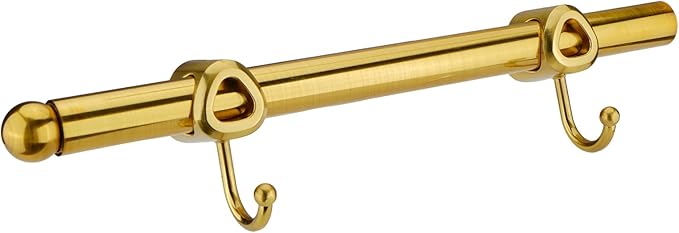 Valet Rod for Closet Pull Out with Hooks, Easy To Install (Brushed Gold, 12 Inch)