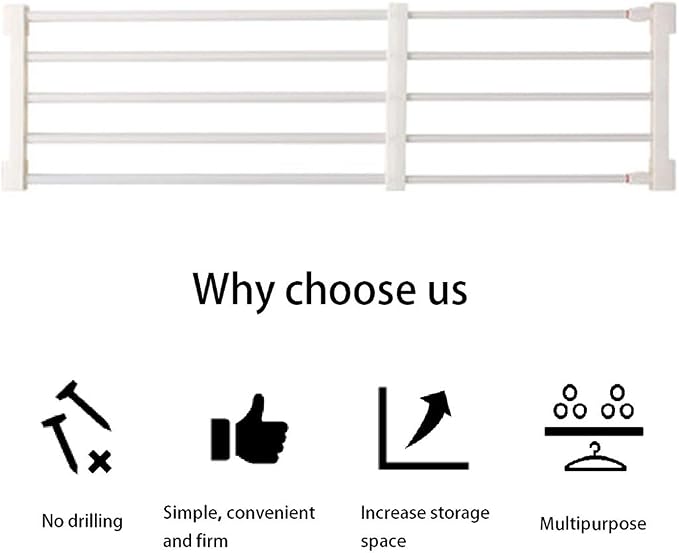 Adjustable Shelf Organizer Expandable Closet Shelf and Rod with No Drilling for Wardrobe Cupboard Kitchen Bookcase (15" - 23.6")