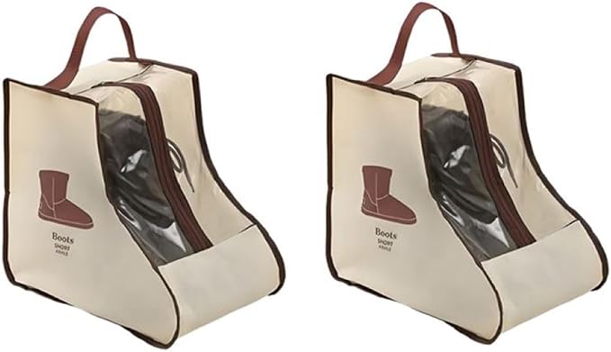 Portable 2 Pack Boots Storage,Short Boots Storage/Protector Bag | Beige Portable waterproof storage bags are used for travel storage,under the bed,wardrobe,shoe cabinet and other home storage