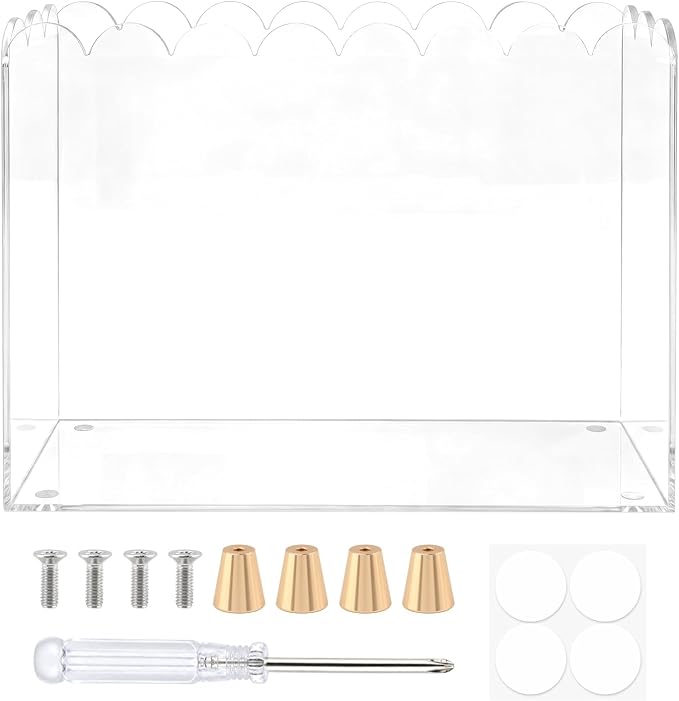 Acrylic Magazine Holder, Clear Acrylic Magazine File Holder, Acrylic Magazine Rack Floor with Curved Edge and Gold Metal Feet, Space Saving Organizer for Books, Magazines, Mail, Documents