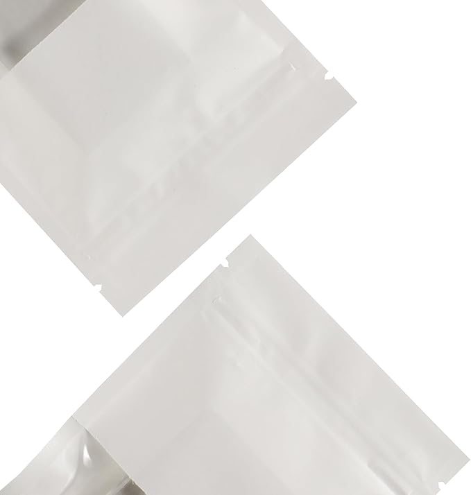 100PCS Resealable Kraft Paper Packaging Bags with Clear Window, Food Grade Heat Sealed Zipper Pouches for Coffee, Tea, Nuts, Snacks, Cookies (White, 13 * 18CM/5.0"*7.1"-100PCS)
