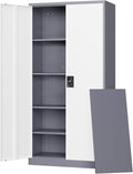Letaya Metal Garage Storage Cabinets with Lock Door and Adjustable Shelves, Steel Tool Cabinets for Home,Office,Warehouse Organisieren (Gery White, 71" H)