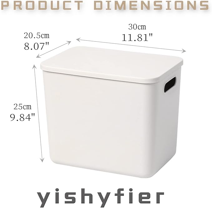 Yishyfier Plastic Storage Baskets With Lid Organizing Container Lidded Knit Storage Organizer Bins for Shelves Drawers Desktop Closet Playroom Classroom Office (4L, Light grey)