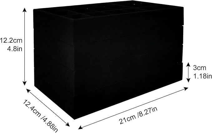 Stackable Jewelry Trays Velvet Drawer Organizer Inserts Tray Jewelry Storage Display Case for Rings,Stud Necklaces,Earrings (Black)