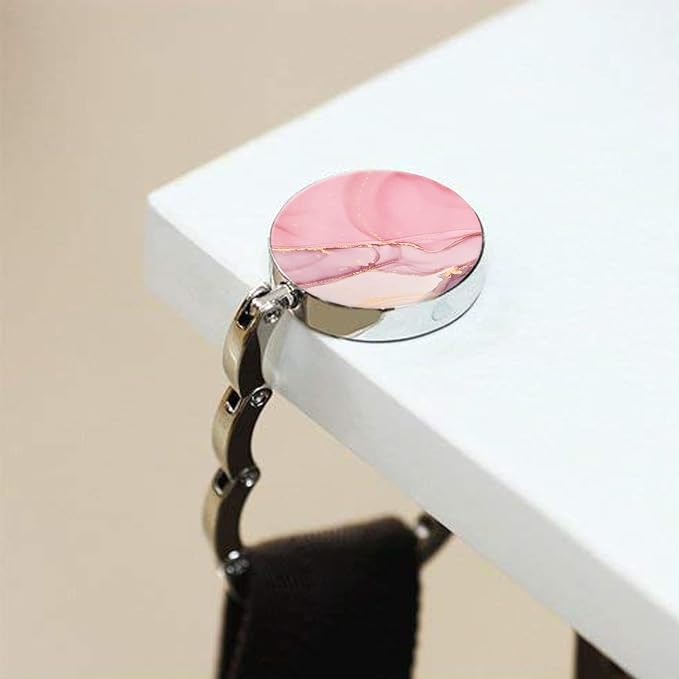 Bosketo Foldable Purse Hook Womens Bag Table Hanger Collection Desk Hooks for Purse (1pack Pink Pretty Hook)