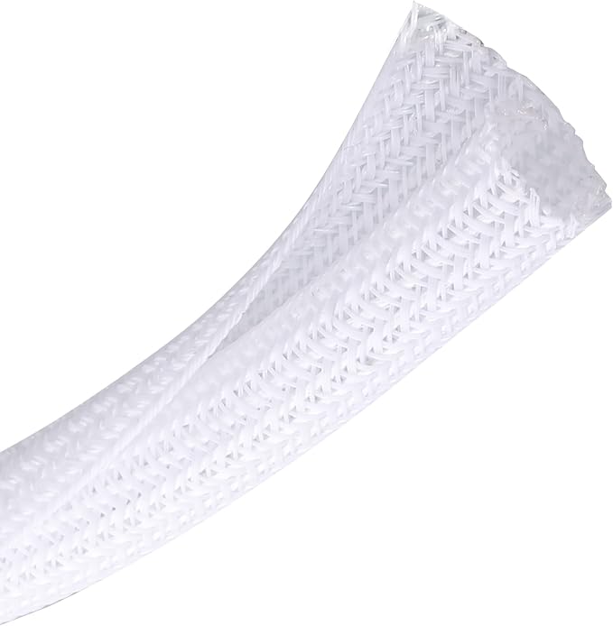 Cable Management Sleeve, Split Design, 10FT - 3/4 Inch, White | Cord Protectors from Pets | Heat & Abrasion Resistant Wire Loom | Automotive Wiring & Home Office Cable Organization