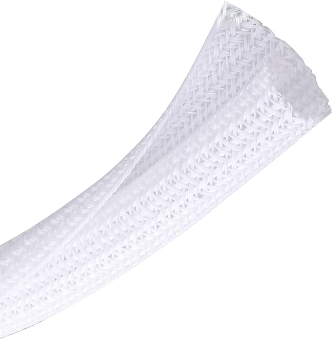 Cable Management Sleeve, Split Design, 10FT - 1 Inch, White | Cord Protectors from Pets | Heat & Abrasion Resistant Wire Loom | Automotive Wiring & Home Office Cable Organization